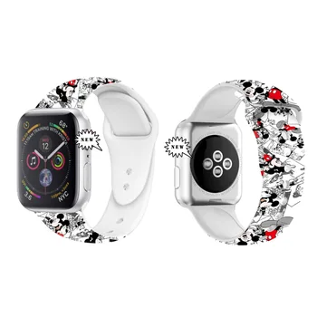 Cartoon Mickey Silicone Strap For Apple Watch Straps 44mm 41mm 40 45mm T500 W26+ Mickey Mouse Band For iWatch Series 7 6 5