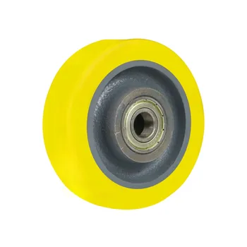 Heavy Loading Textile Industry Caster Wheels Yellow Color PU Mold on Cast Iron Core Wheels