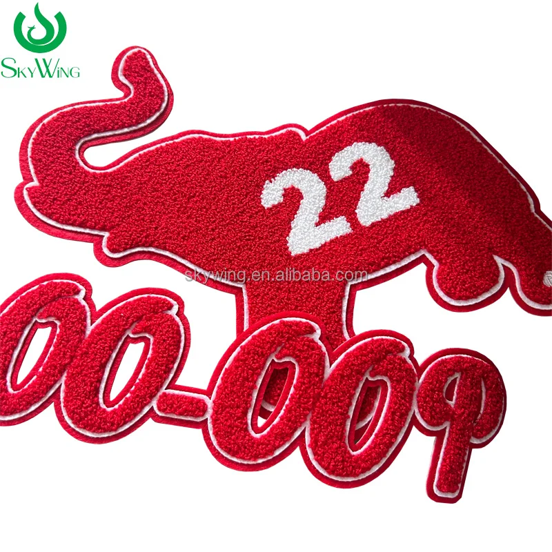 Stock Red 22 Chenille Dancer Elephant OO-OOP Iron on Patches