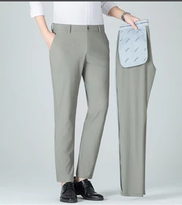 New Men's Formal Mid Waist Straight-leg Trousers with Draping Effect Waterproof & Eco-Friendly Wholesale Black Trousers