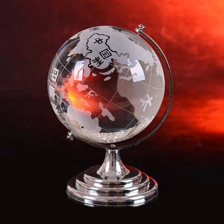 MH-SJ085 Glass Globes - Clear World Globe with Stand