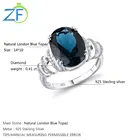 Blue Topaz Rings Quality Engagement Ring New Trendy Women Natural Blue Topaz Gem 925 Sterling Silver High Quality Diamond Engagement Rings