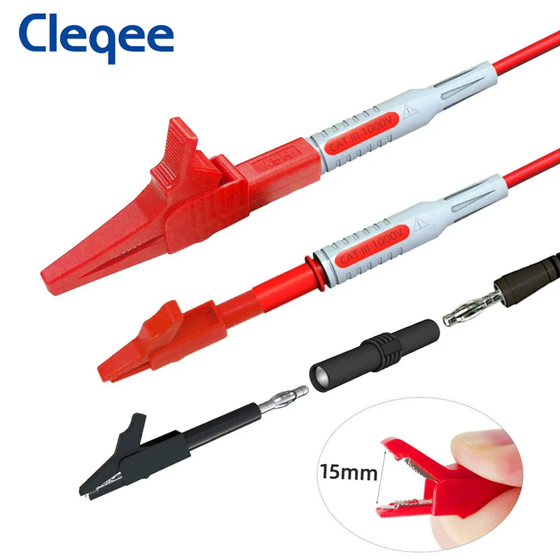 Cleqee P1957 Multimeter Test Leads Kit Back Probe Set with Replaceable Probes Set Wire Piercing Probes for Electrical Testing