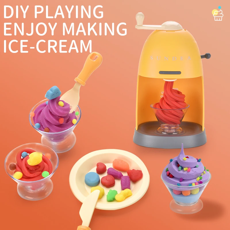 ITTL Diy Ice Cream Set Toys Play Dough Machine Non Toxic and Repeated Playing Color Dough