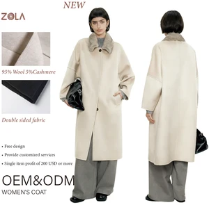 2026 Autumn Winter High-End Light Double-Faced Double-Breasted Handmade Soft Keep Warm Casual Trench-Style Long Woman Woolen