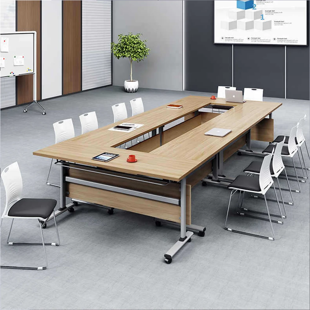 Modern Portable Office Desk Factory Price Metal Frame Modular Detachable Foldable Conference Training Table with Study Wheels