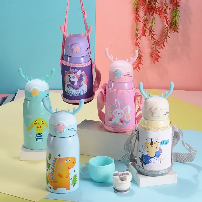 2022 пользовательская Изолированная Чашка 500 мл 17 унций с соломинкой, уличные спортивные чашки для школы, детская бутылка для воды из нержавеющей стали для детей, детей