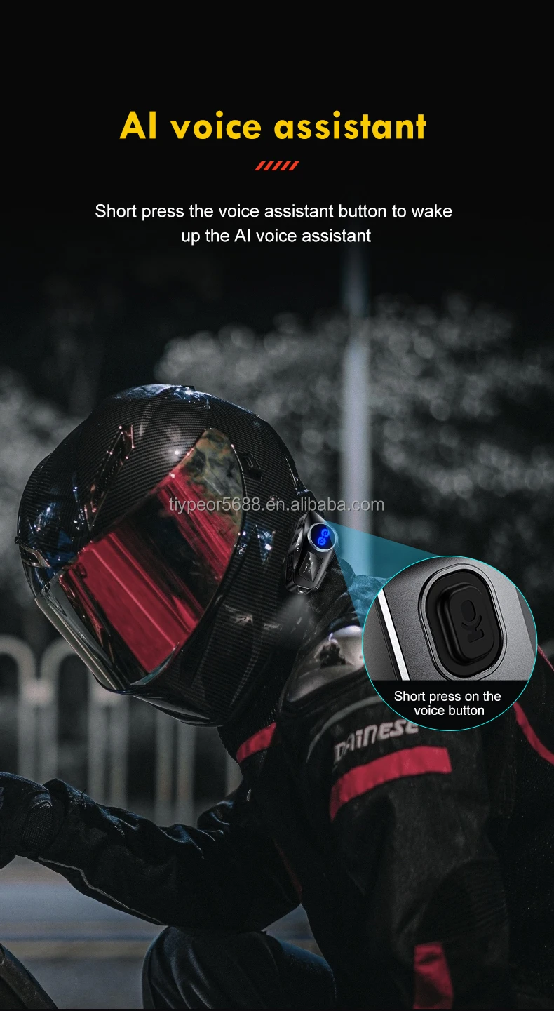 product tiypeor motorcycle bluetooth 51 helmet earphone ipx6 waterproof fm radio flashlight 4 riders intercom 1000m music sharing936-8