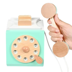 High Quality Interactive Retro Telephone Play House Early Childhood Wooden Educational Toy for Kids 3-4-5 Years Old