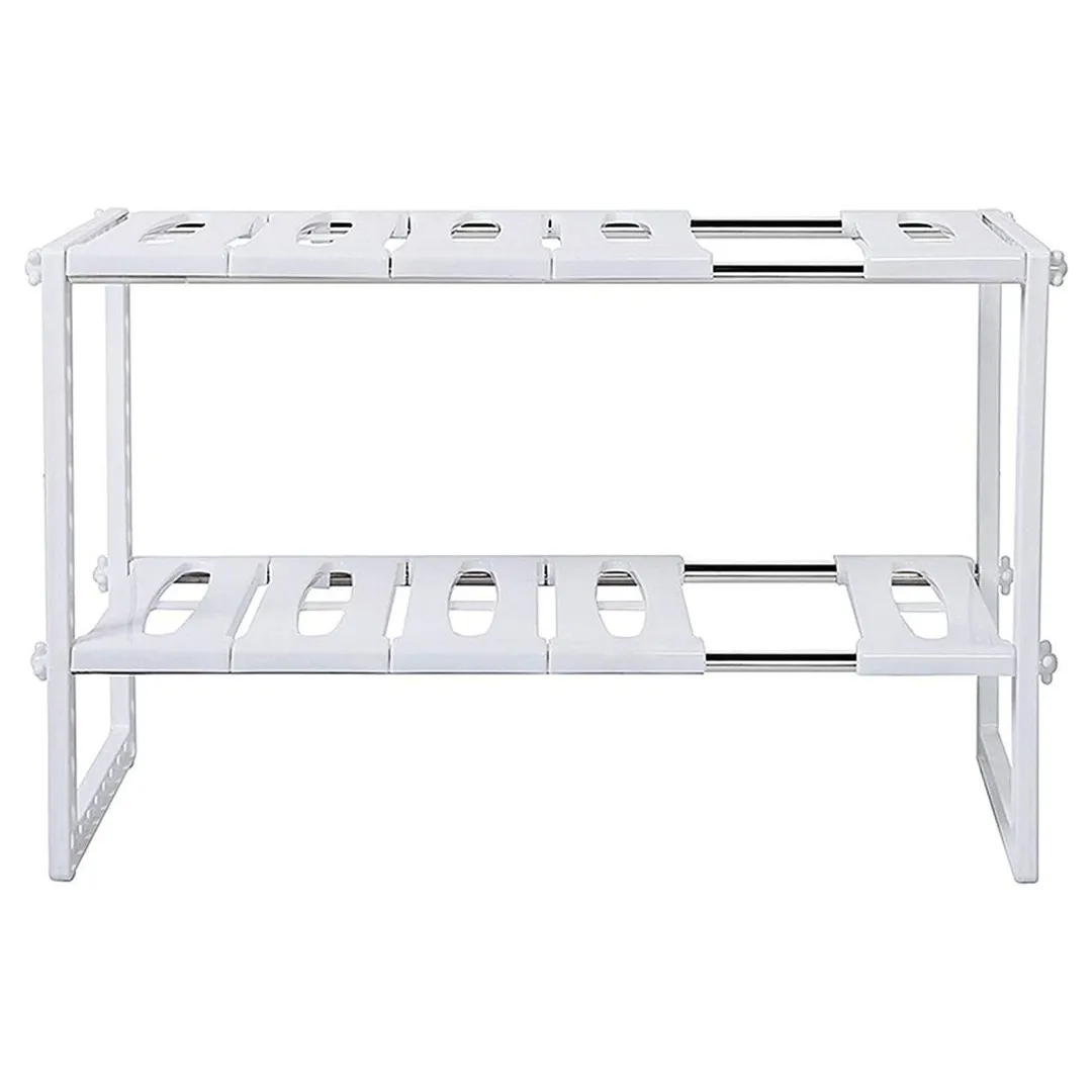 2 Tier Expandable Under Sink Organizer Storage Shelf Shelves Unit Space
