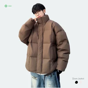 OEM Custom Design Waterproof Windproof Breathable Fall/Winter Men's Casual Thick Down Coat Loose Fit Zipper 95% White Polyester