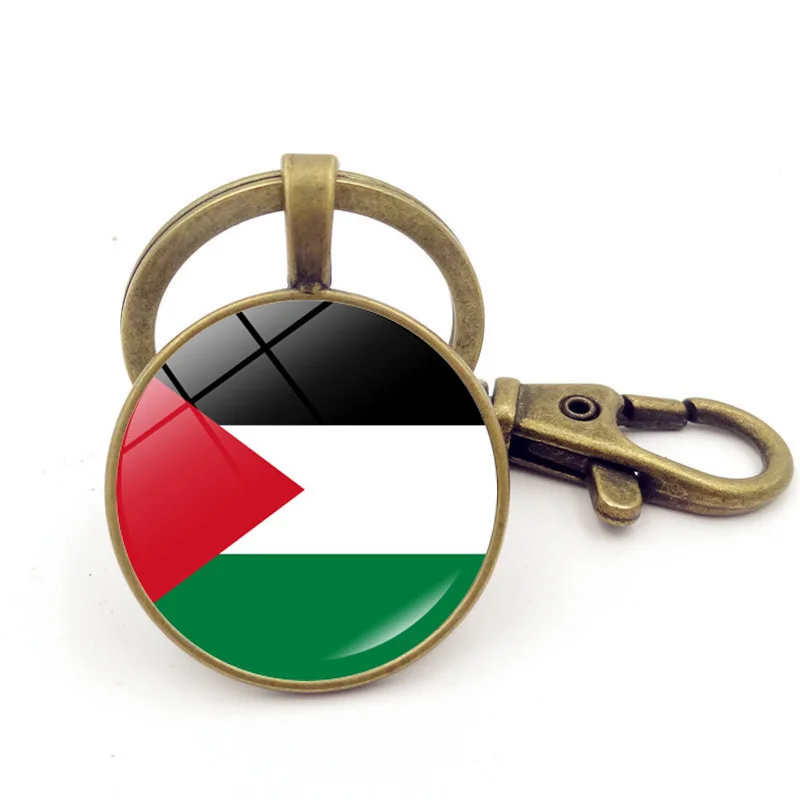 Porte-clés Drapeau De La Palestine Avec Globe En Verre