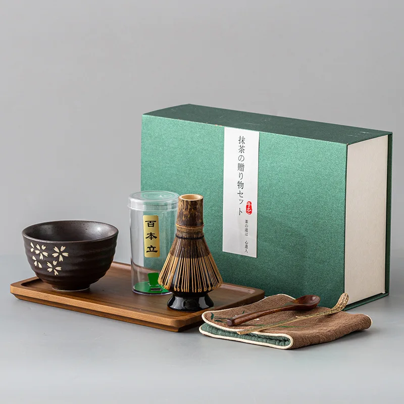 Set Da Tè Matcha Giapponese - 7 Pezzi (ciotola, Frusta In Bambù, Misurino, Colino, Porta Frusta), Per Cerimonia Del Tè