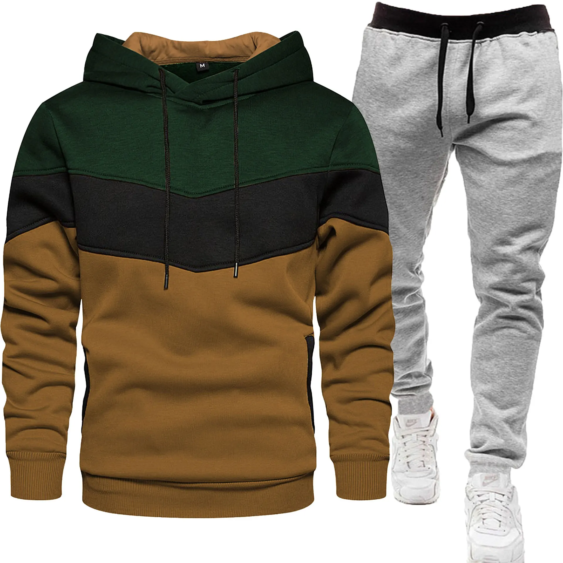 2024 new Casual Hooded Warm Sweatshirts Spring and Autumne 2PC Jacket+Pant Men Moleton Mascuo S-3XL_voghion.com