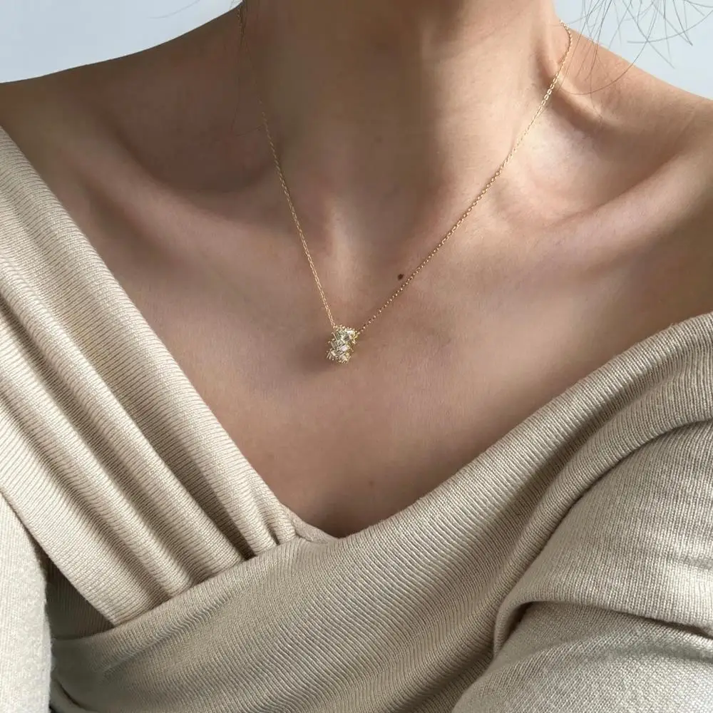 KAKODIY Luxury 18K Gold Plated 5A Cubic Zirconia Roller Pendant Necklace 925 Sterling Silver Jewelry detail 7