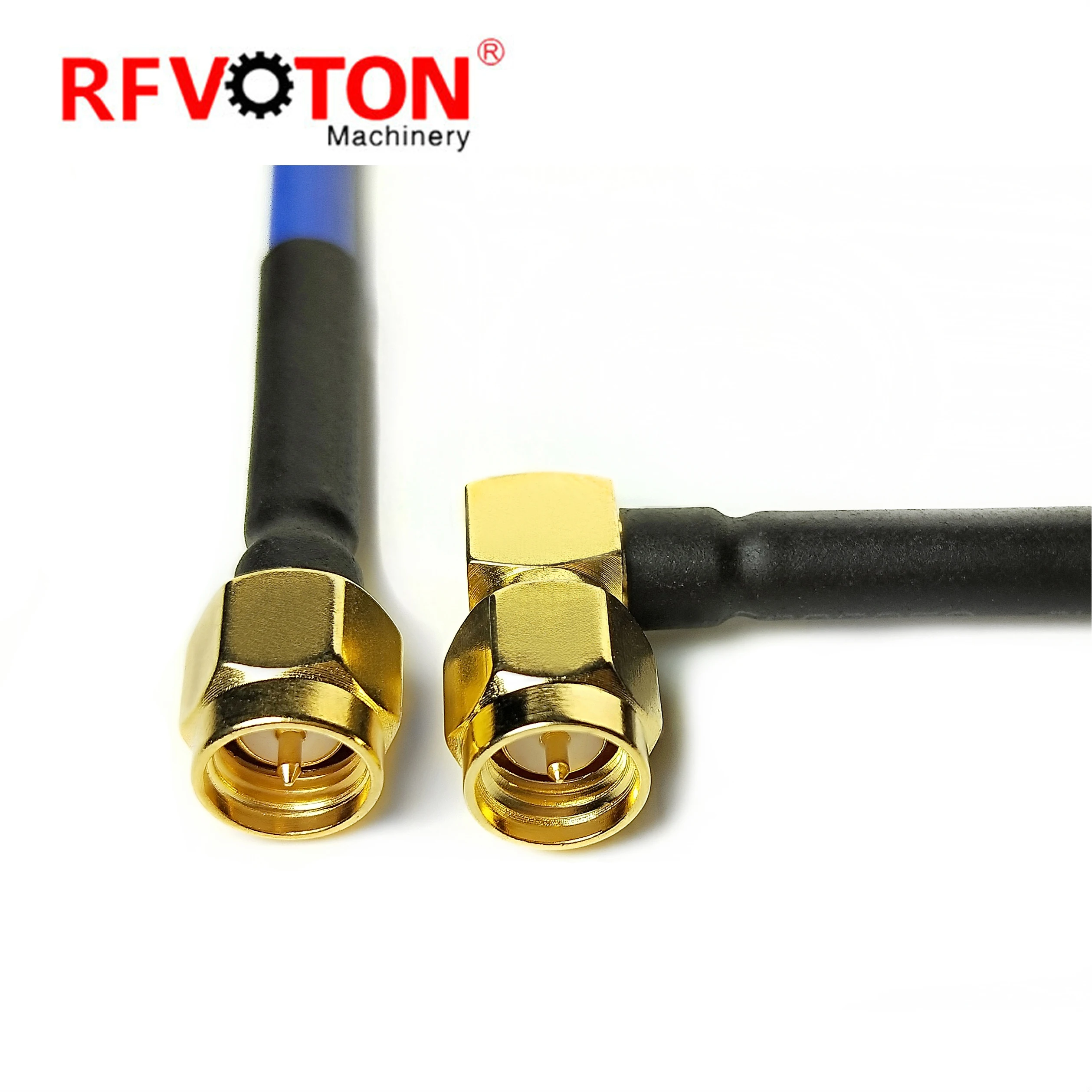 Halbflexibler Pigtail, rechtwinkliger SMA-Stecker (männlich) zu SMA-Stecker (männlich), RG141-, RG402- oder SS402-Kabel, Hochfrequenz-RF-Adapter-Verlängerungskabelbaugruppe