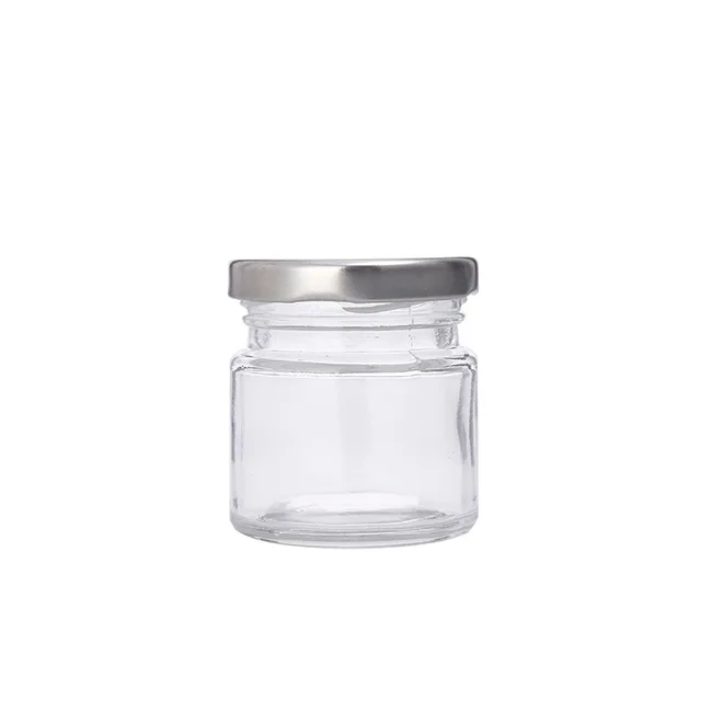 25ml 50ml 150ml Clear Round Glass Jar with Metal Lid