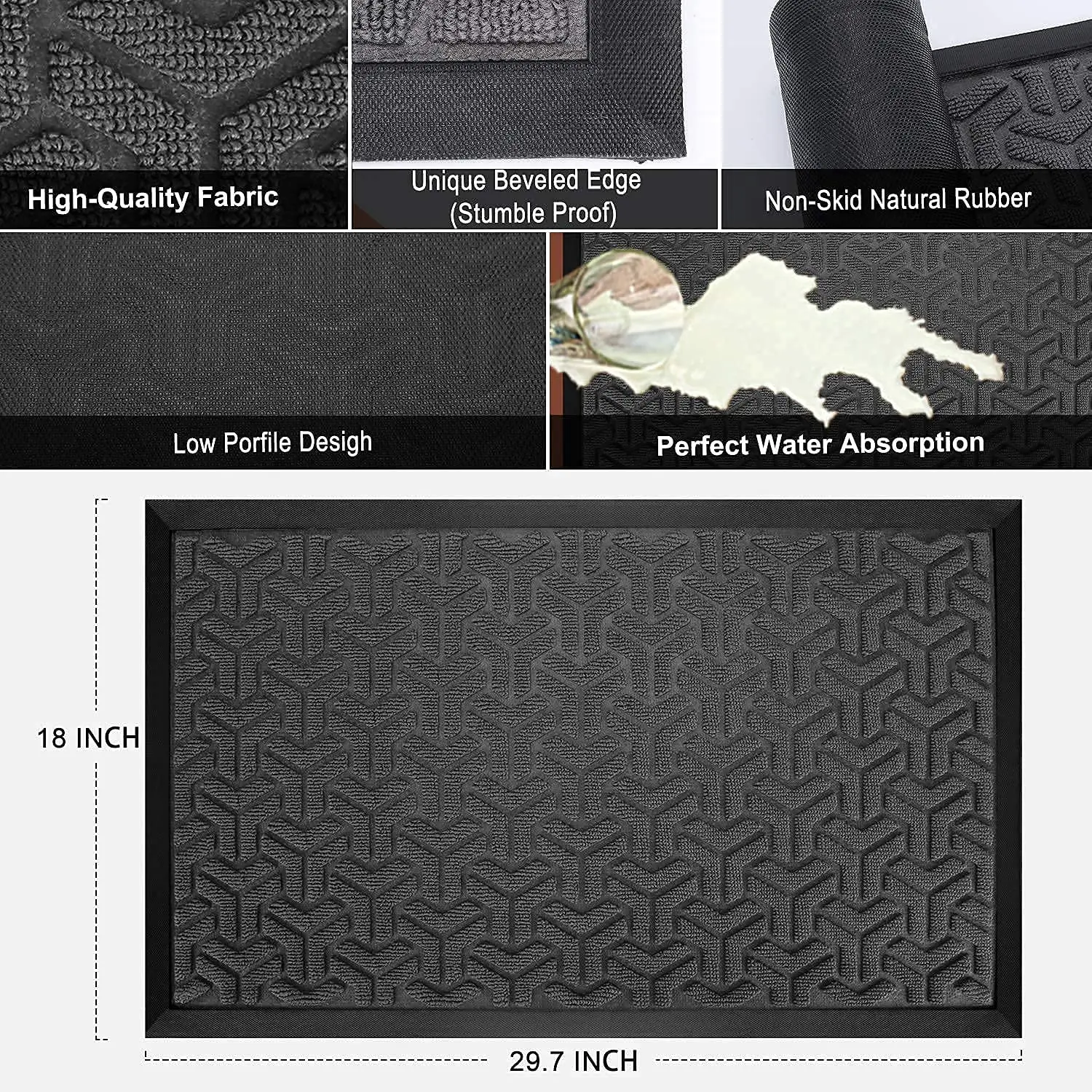 Embossed Pattern Texture Molded Outdoor Door Mats Rubber Polyester Material Commercial Entrance supplier