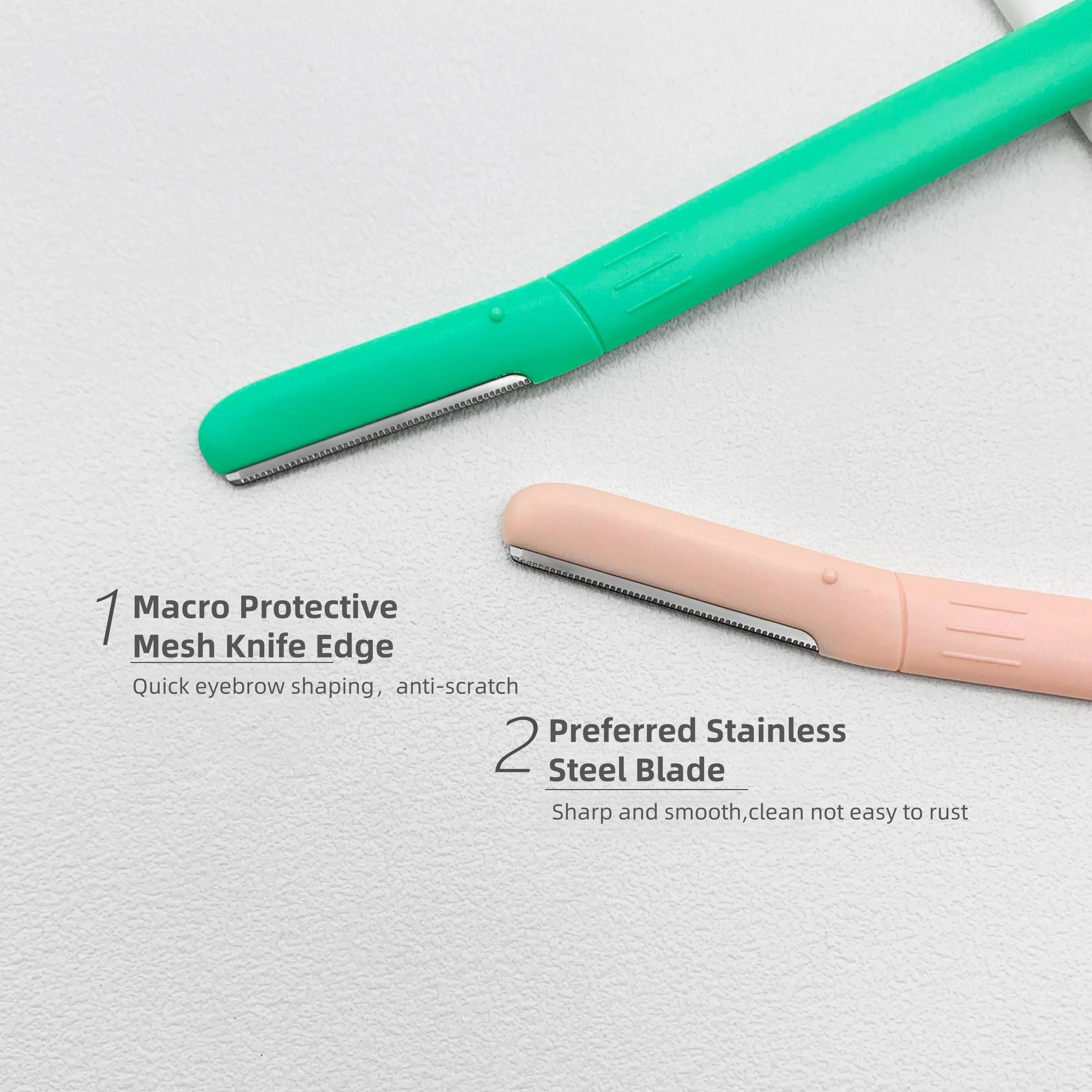 OEM Women's Eco-friendly Portable Dermaplaning Facial Tool 3pcs Stainless Steel Blade Eyebrow Razor Trimmer Metal Plastic Facial Hd5e8952e414c43559e848bed91ef47c0M