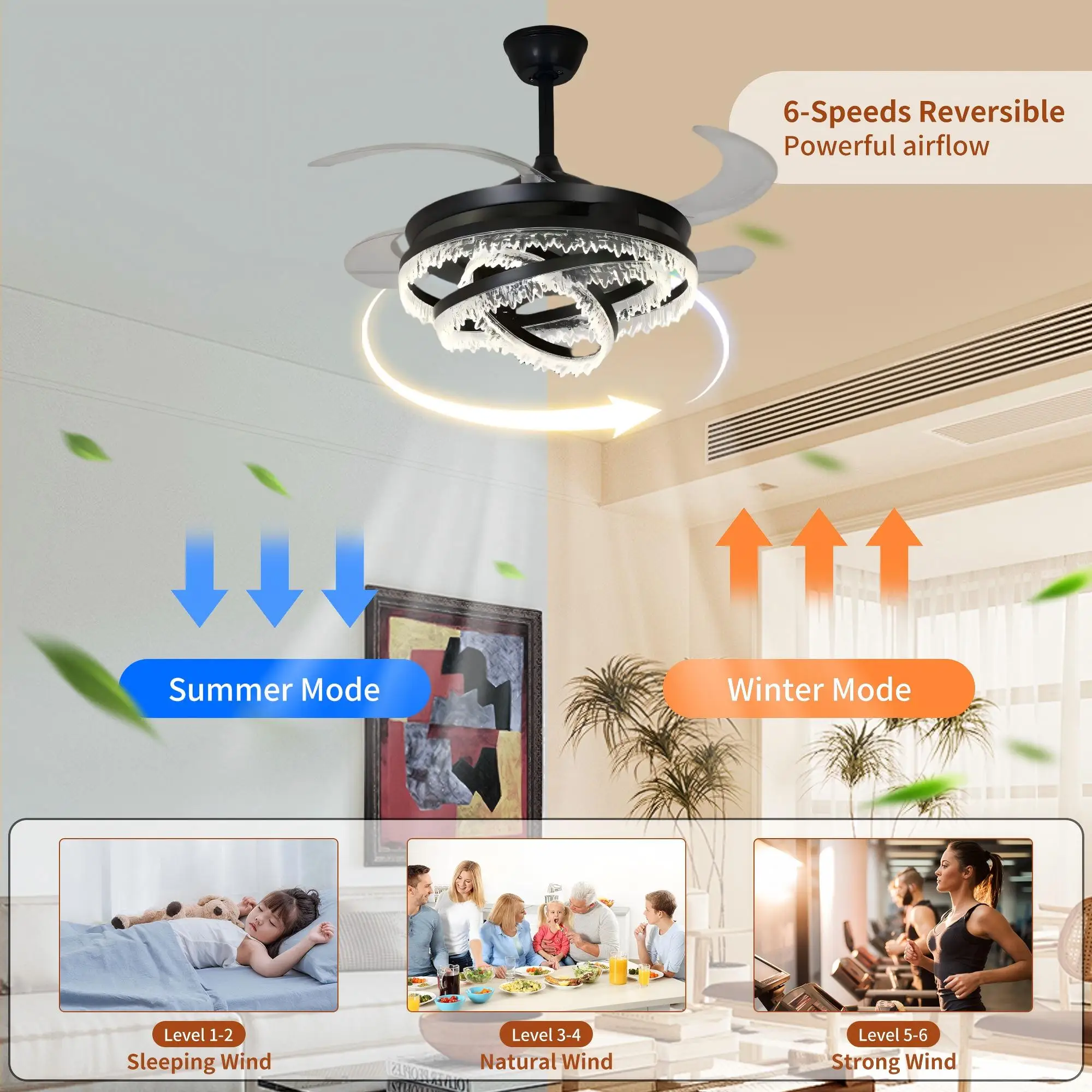 product wholesale bldc ceiling fan lamp ventilador de techo led dimmable 4 pc blades modern ceiling fan with light and remote control847-2