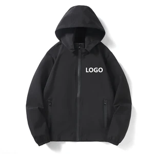 2026 Men's Casual Single Layer Windbreak Jacket Customizable Logo Removable Hat Plus Size Customizable Logo Zipper Outdoor