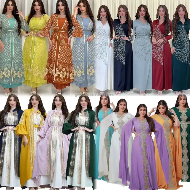 Wholesale African large chiffon dress Middle Eastern Summer women's two-piece Islamic dress Abaya women Muslim dress