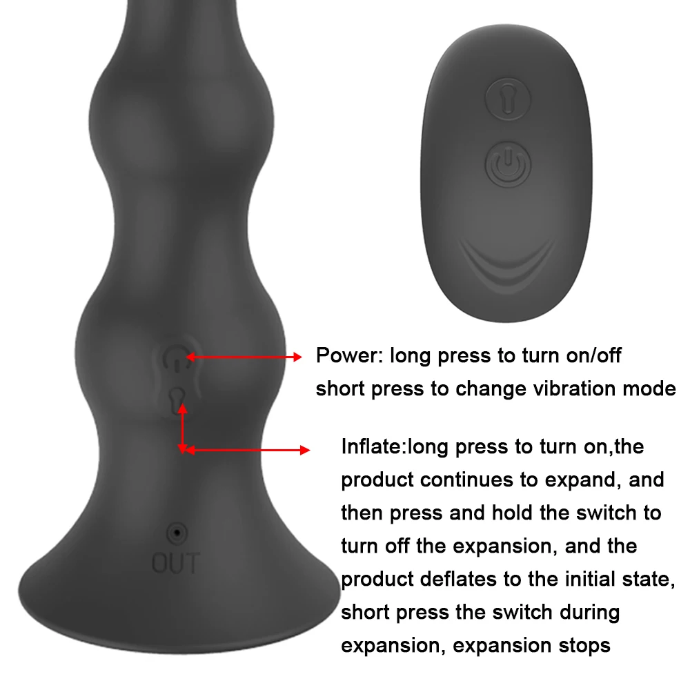 Remote Control  Electric Charging Anal Plug Vibrator  Prostate Massager Plug for Woman Giant