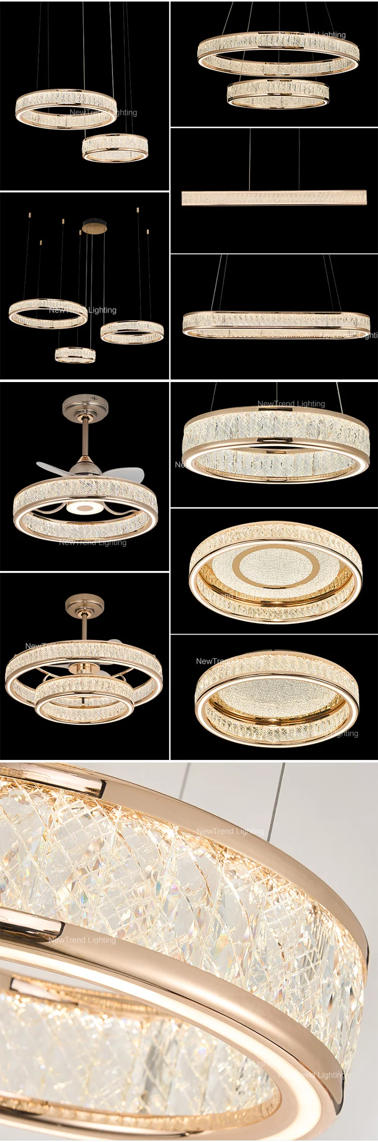 lc9885 luxury indoor decoration pendant light home villa restaurant staircase living dining room crystal ceiling led ring chandelier-2