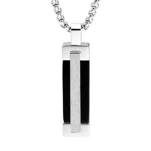 Tizti Jewelry High Quality Stainless Steel Black Onyx Pendant Box Chain Dogtag Necklace for Men