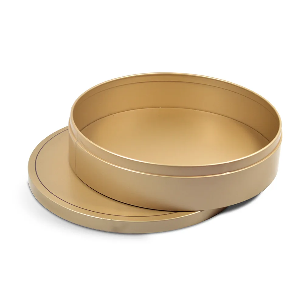 Hot-selling Custom Printing Tin Container Cookie Package Can Cake Box Gold Tins Biscuit Storage Tin Box