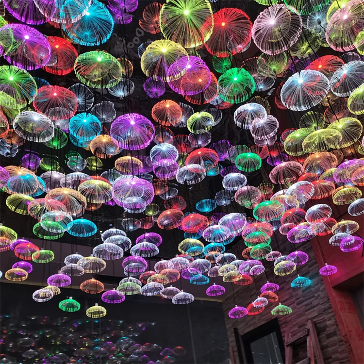 Fiber Optic Fairy String Light Jellyfish Dandelion Christmas Hanging Garland Light for Outdoor Garden Tree Patio Decor
