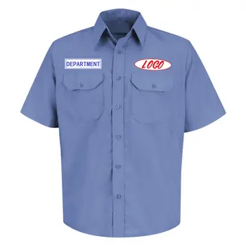 Factory Supply Blue Uniform Button Up Button Down Work Shirt