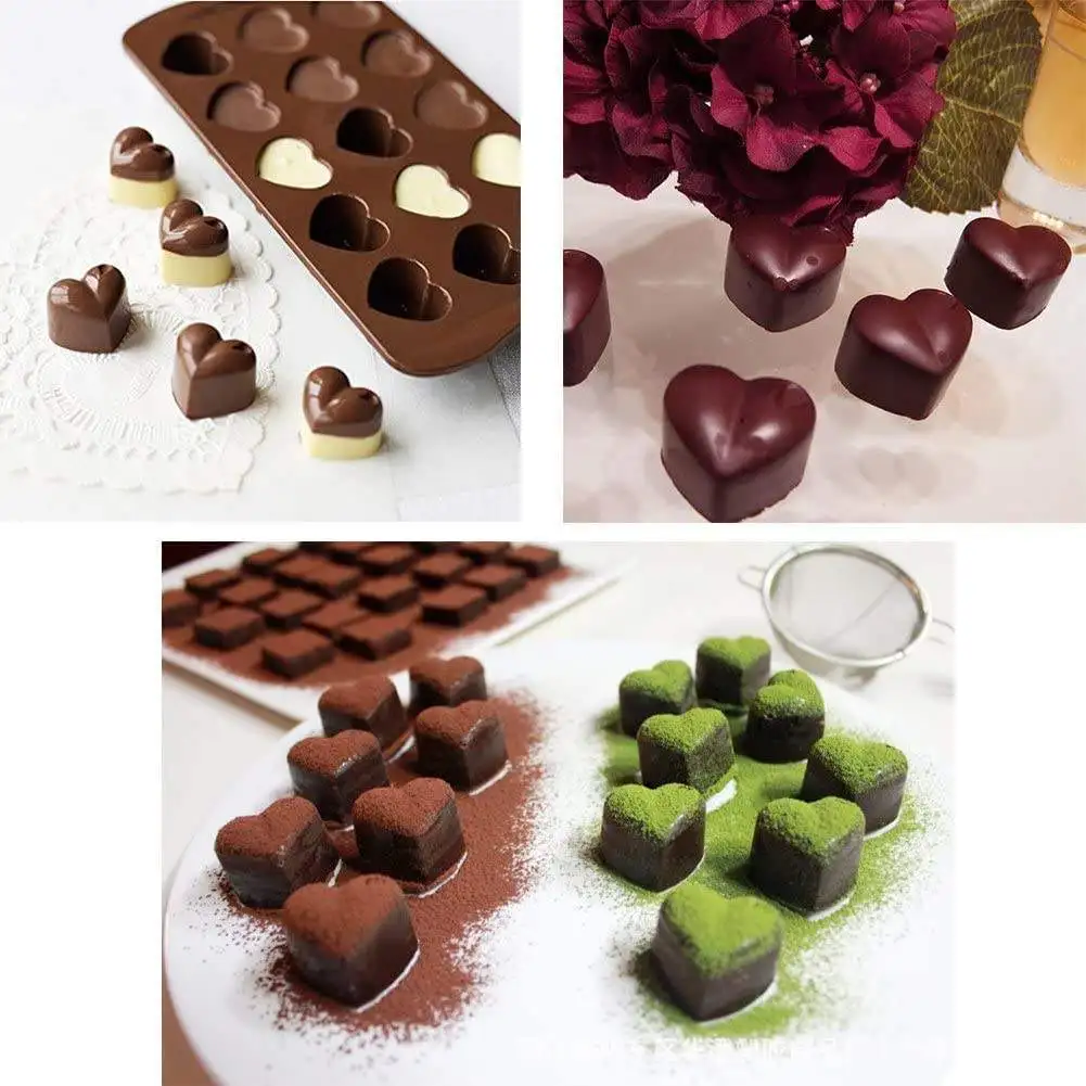 Heart-shaped Chocolate Silicone Mold for DIY Holiday Ice Cube Tray, Milk Jelly Pudding, Fondant Silicone Mold supplier
