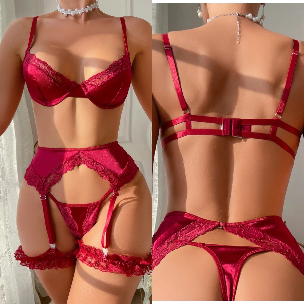 Shop Our H3938 Sexy Garter Lingerie Set with Romantic Lace