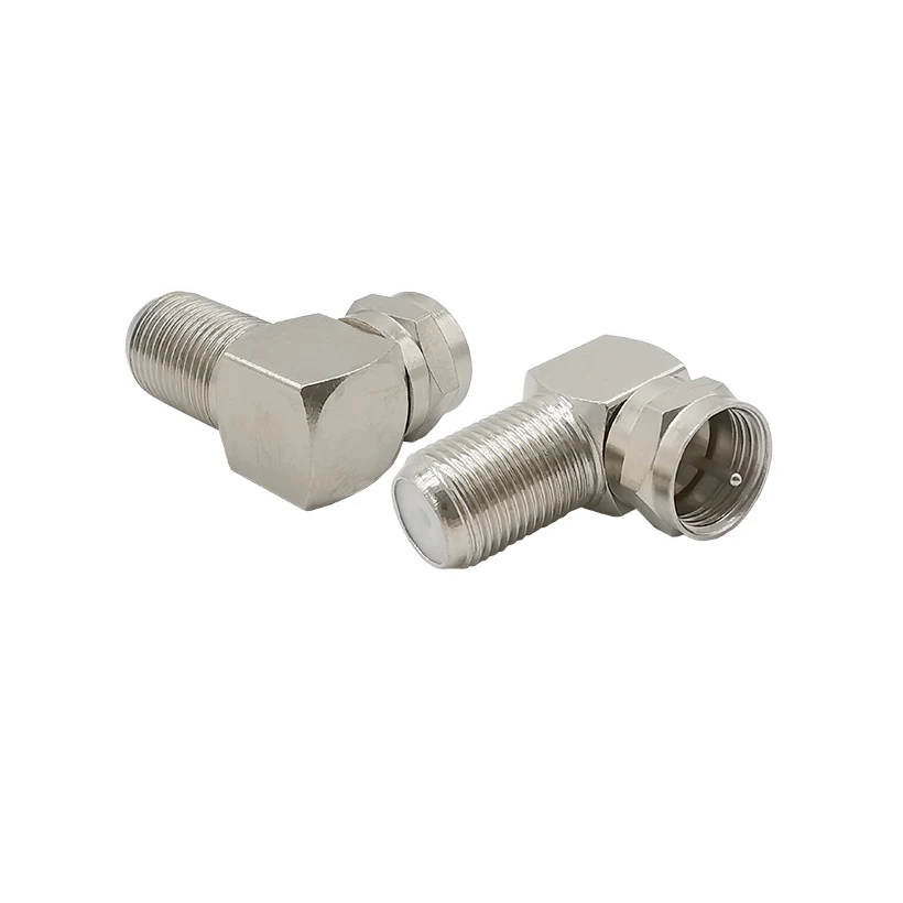Lot 10 Adaptateurs Coaxiaux RF 90° Type F Femelle à PAL Femelle - Connecteurs Angle Droit Dorés