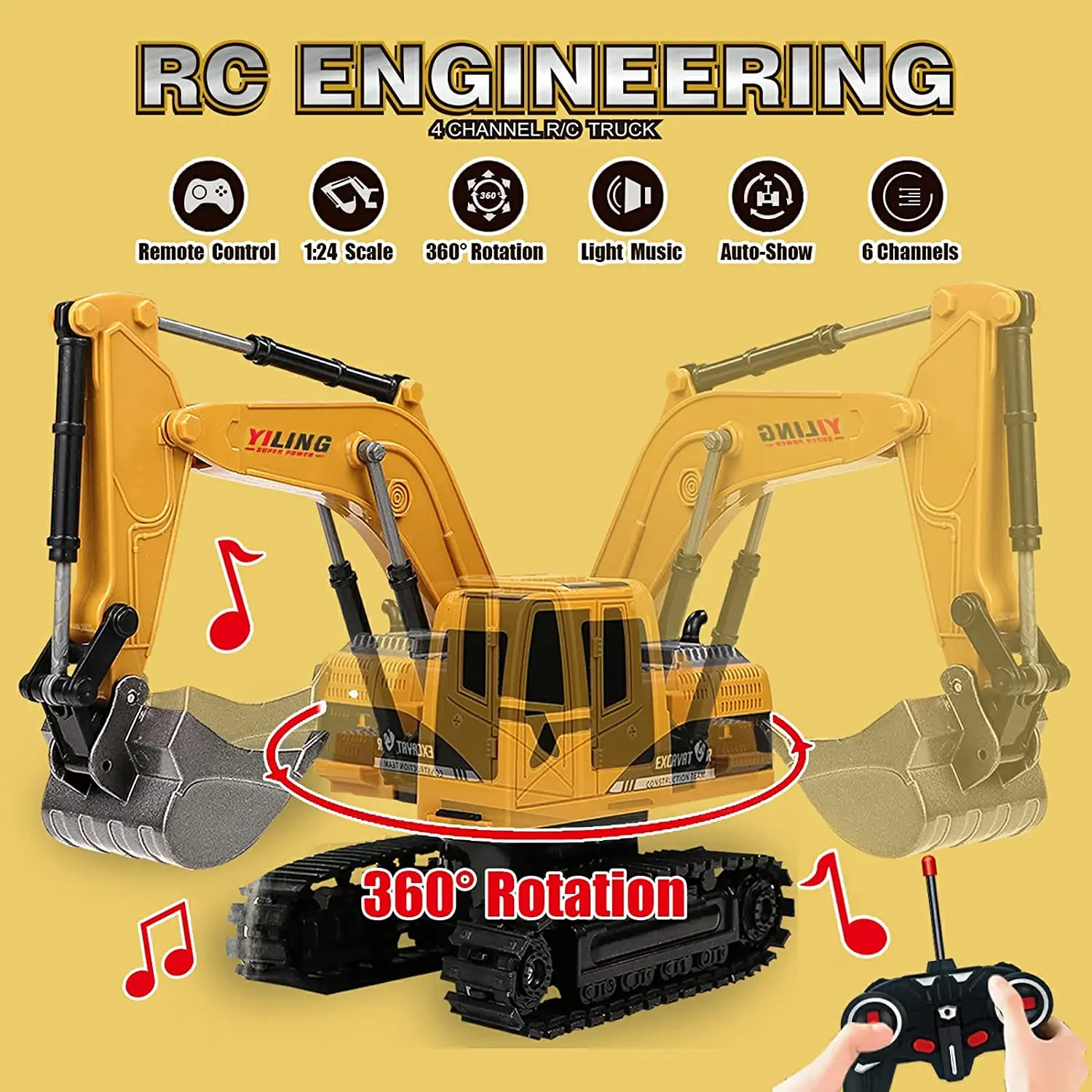 Rechargeable RC Tractor Remote Control Excavator Toy RC Cars
