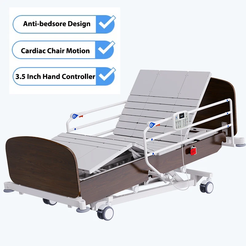 Patients Home Care Bed Wooden Hospital Bed with Cardiac Chair Motion