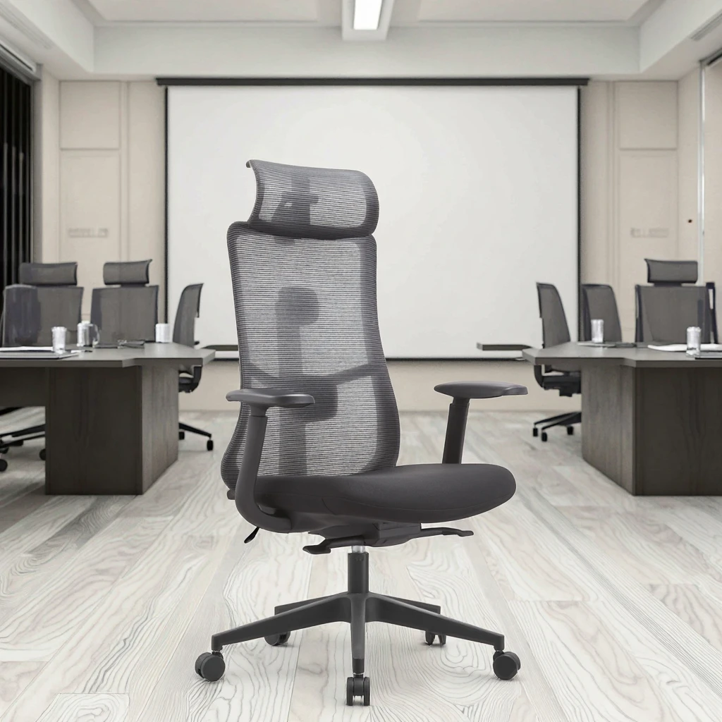ZHONG BAI Premium Black Ergonomic Executive Chair Synchronous Tilting High Load Capacity PU Armrests Multi-dimensional Headrest 2
