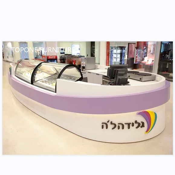 Ice Cream Bar Counter Customized Display Cabinet Cafe Bar Station Fashion Glass Showcase Coffee Kiosk for  Shop Mall