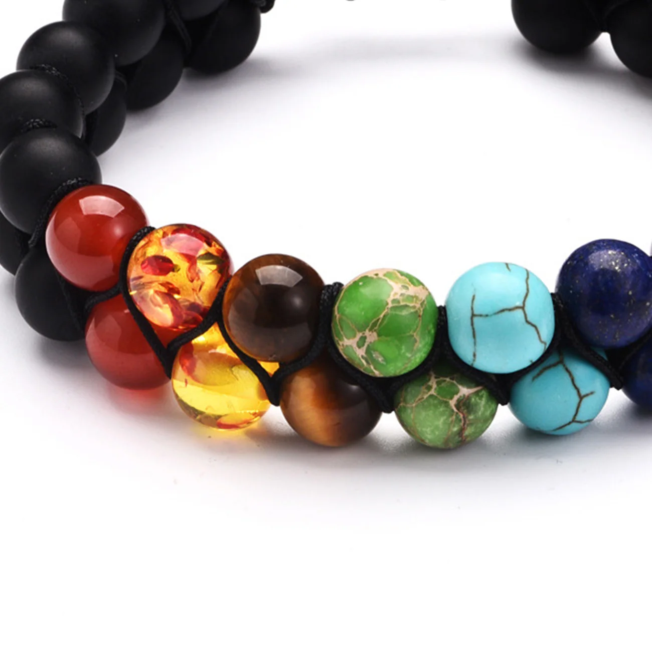 Top Plaza Bead Chakra Bracelet 7 Chakras Healing Crystals Bracelet Yoga Stone Beads Bracelets Meditation Relax Anxiety Bangle for Womens Mens