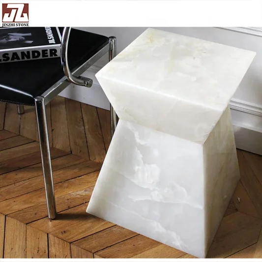 Newest design white and yellow natural marble cabinet table top craft table for home living room.