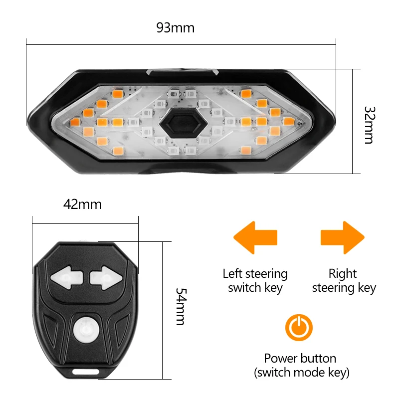 Wireless Remote Control Bicycle Light USB Charging Night Riding Tail Light LED Mountain Bike Safety Warning Light Accessories