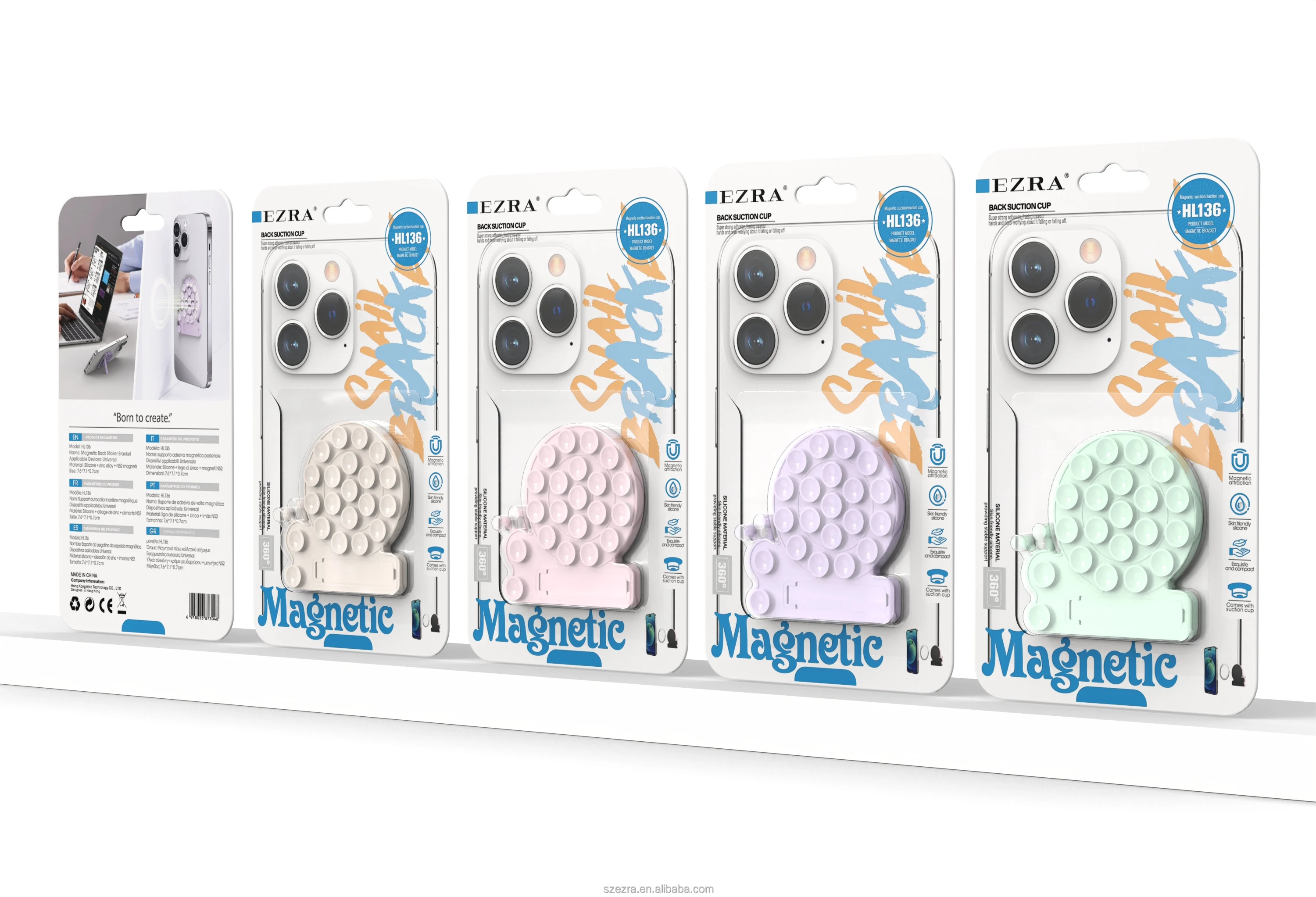 Magnetic Phone Bracket N52 Magnet 360 Rotation Silicone Stand Multiple Colors Pink Purple Green White for iPhone Samsung