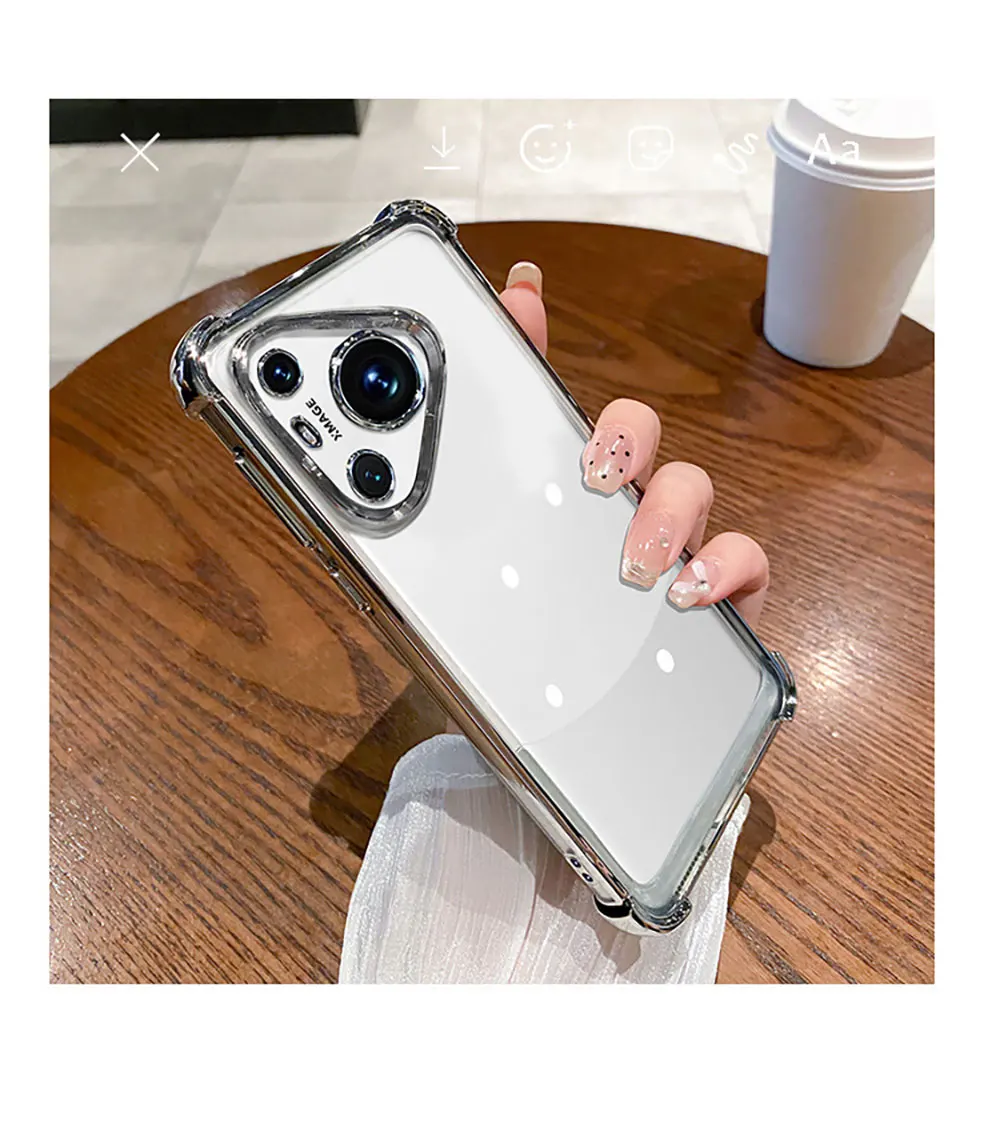 Transparent Phone Cover For Huawei Pura 70 Pro Ultra P60 50 Electroplate Case Simple Cases Camera Lens Protection Sjk434 Laudtec factory