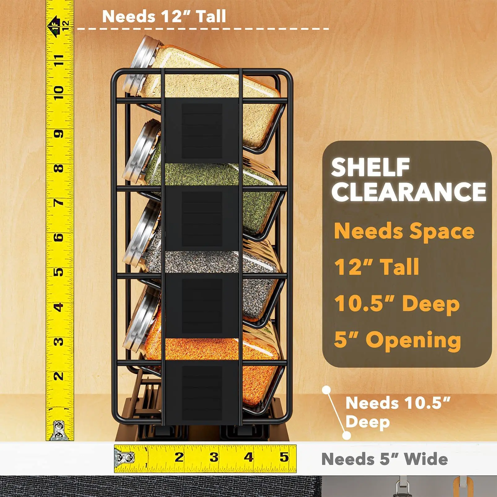Kitchen Slide Spice Rack Countertop Stand Multi-layer Metal Kitchen Cabinet Storage Rack Removable Spice Bottle Rack