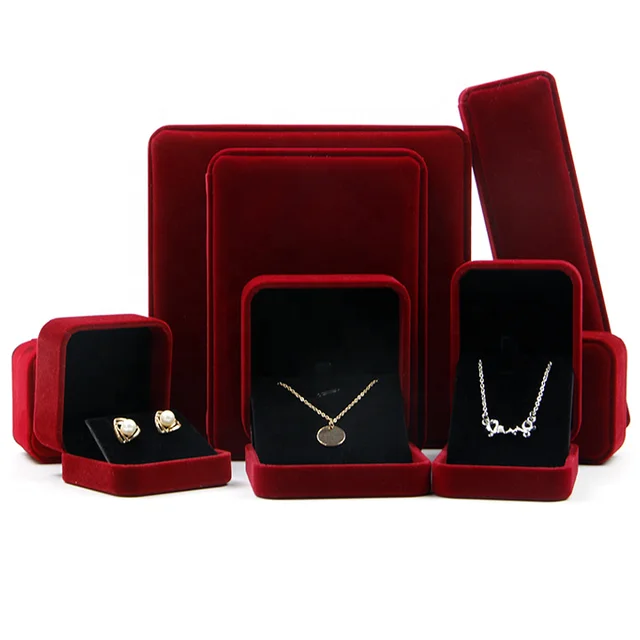 Amino wholesale Red flannelette jewelry Ring Spot earrings necklace  bracelet  Jewelry packaging box