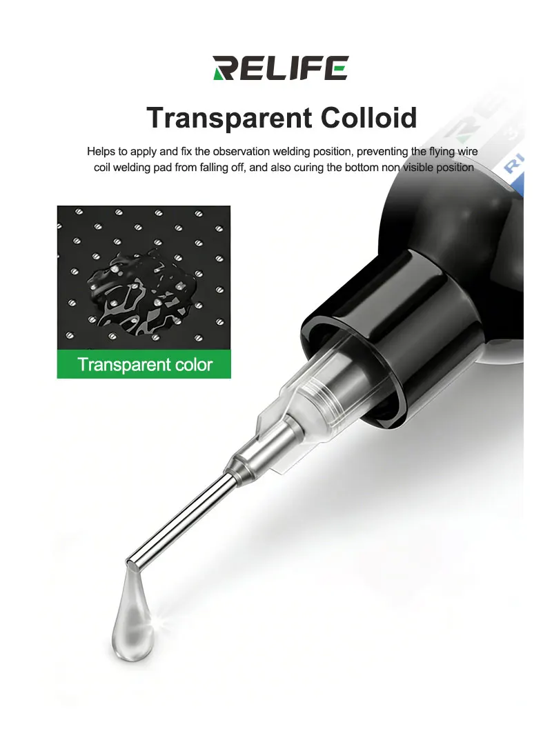 RELIFE RL-UVH902T 3S Fast Curing Transparent Solder Mask Oil UV Curable High Temp Resistant Oil for Phone Jump Wire Repair