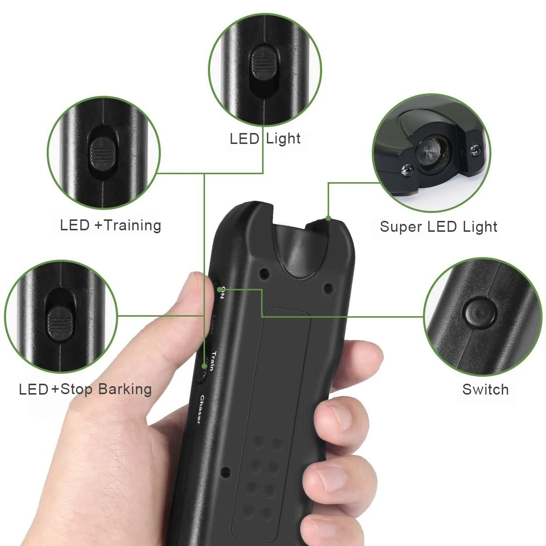 Portable Ultrasonic Dog Training Device Anti Barking Dog Chaser Repeller with LED Light Pet Dog Repeller