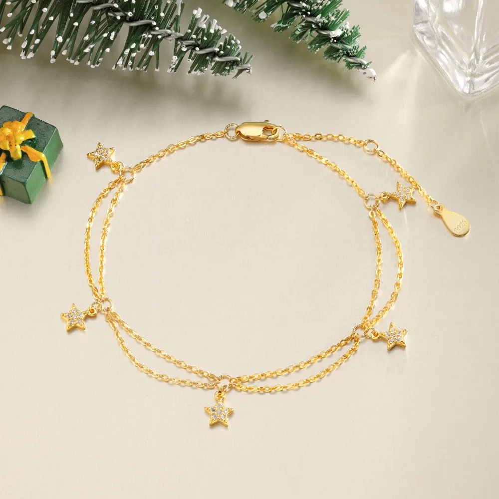 KAKODIY Exquisite Fashion Boutique Jewelry Rhodium 18K Gold Plated 925 Sterling Silver Chain 5A Zirconia Star Pendant Bracelet Gift detail 7
