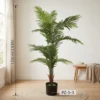 Verga di Palma Artificiale Vivida in Vaso, Pianta Tropicale Verde Finta